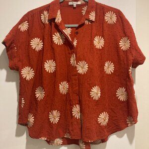 Madewell short sleeve button down crop floral shirt Size S